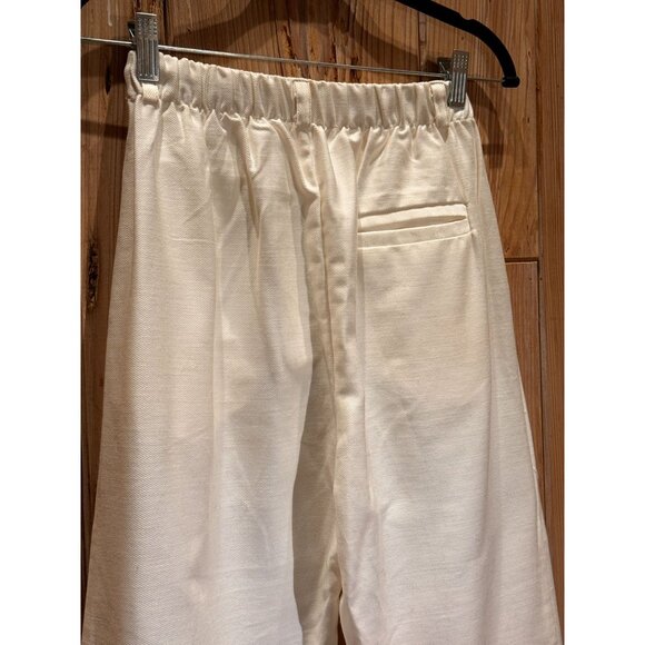 Jue Illimite Summer Lightweight Elastic Waistband Pleated Pants XXS White NWT - Picture 4 of 7
